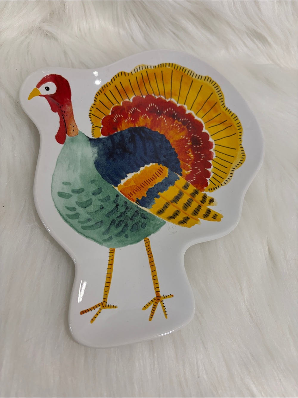 Colorful Turkey Ceramic Serving Dish - Multicolor - Picture 2 of 8